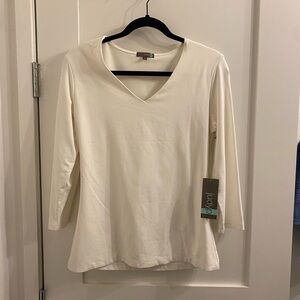 JudyP White V Neck Long sleeve